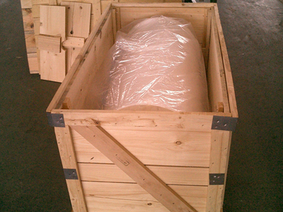 well packed foil fixed in wooden box